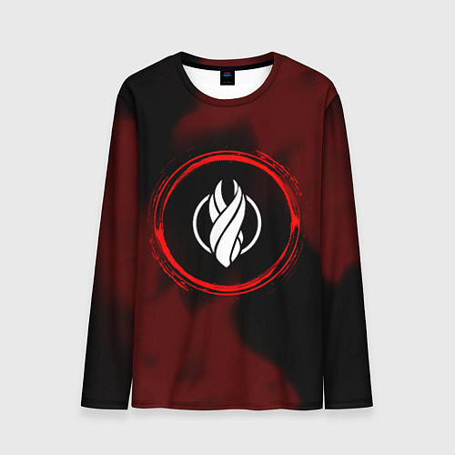 Мужской лонгслив Символ Dead Space и краска вокруг на темном фоне / 3D-принт – фото 1
