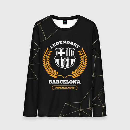 Мужской лонгслив Barcelona - legendary football club на темном фоне / 3D-принт – фото 1