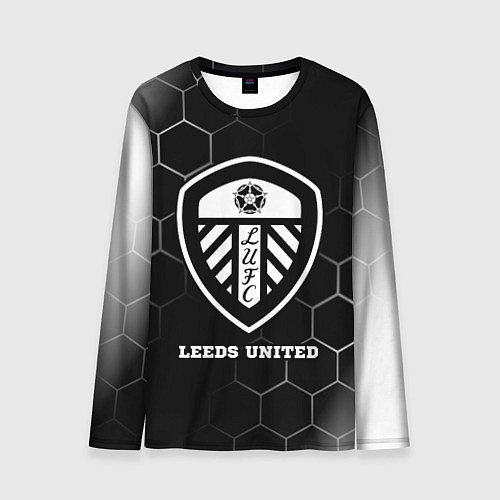 Мужской лонгслив Leeds United sport на темном фоне / 3D-принт – фото 1