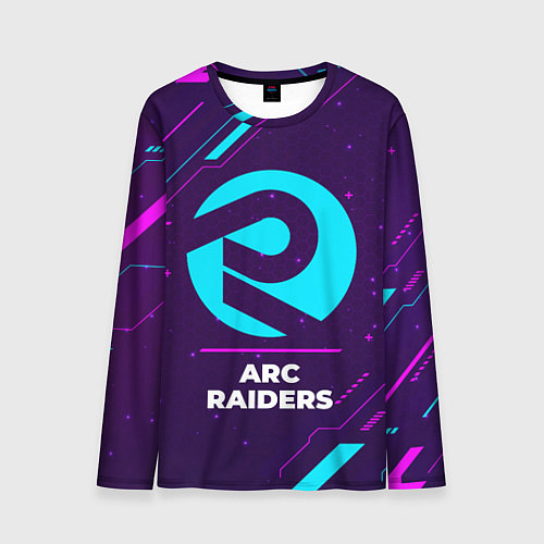 Мужской лонгслив Символ ARC Raiders в неоновых цветах на темном фон / 3D-принт – фото 1