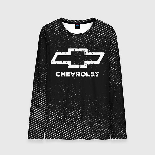 Мужской лонгслив Chevrolet с потертостями на темном фоне / 3D-принт – фото 1