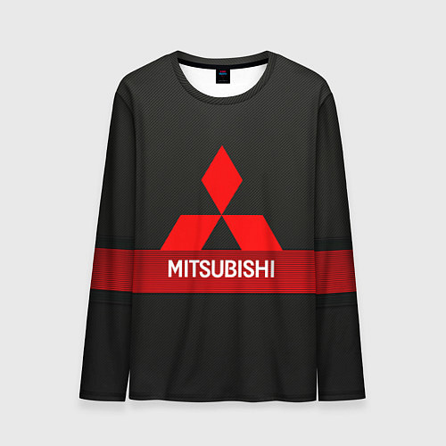 Мужской лонгслив Mitsubishi - логотип - красная полоса / 3D-принт – фото 1