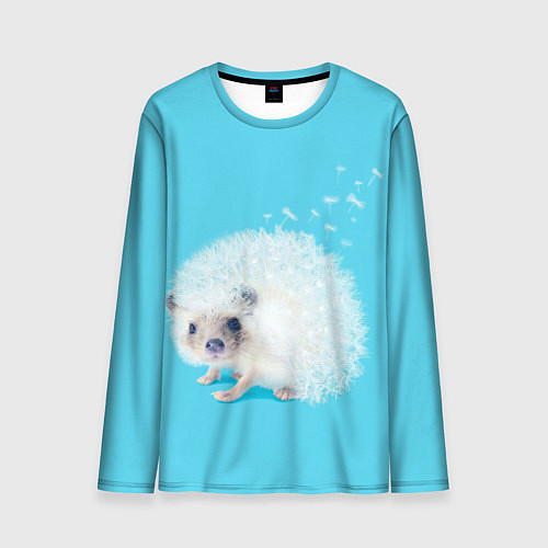 Мужской лонгслив Белый ежик одуванчик / 3D-принт – фото 1