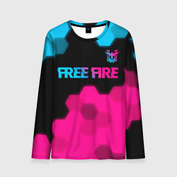 Мужской лонгслив Free Fire - neon gradient: символ сверху