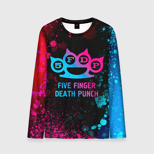 Мужской лонгслив Five Finger Death Punch - neon gradient / 3D-принт – фото 1