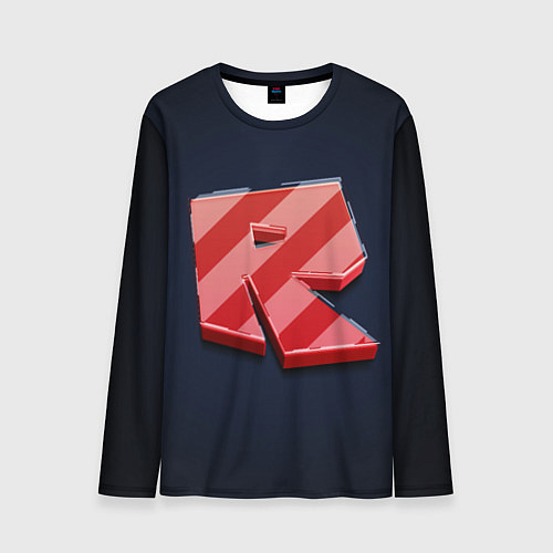 Мужской лонгслив Roblox red - Роблокс полосатый логотип / 3D-принт – фото 1