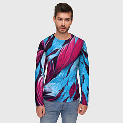 Лонгслив мужской Яркие экзотические перья, цвет: 3D-принт — фото 2