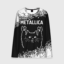 Мужской лонгслив Группа Metallica и рок кот