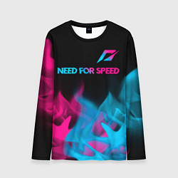 Мужской лонгслив Need for Speed - neon gradient: символ сверху