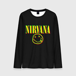 Лонгслив мужской Nirvana logo glitch, цвет: 3D-принт