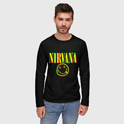 Лонгслив мужской Nirvana logo glitch, цвет: 3D-принт — фото 2