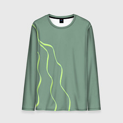 Лонгслив мужской Абстрактные зеленые линии на фоне цвета хаки, цвет: 3D-принт