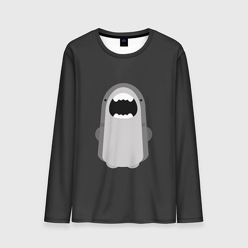 Мужской лонгслив Акула Черный фон / 3D-принт – фото 1
