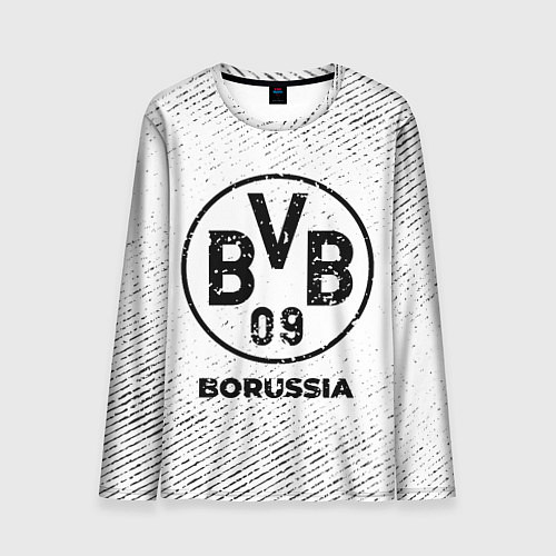 Мужской лонгслив Borussia с потертостями на светлом фоне / 3D-принт – фото 1