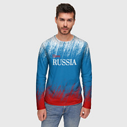Лонгслив мужской Российский триколор - Я люблю Россию, цвет: 3D-принт — фото 2