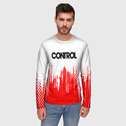 Лонгслив мужской Control красная текстура, цвет: 3D-принт — фото 2