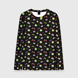 Лонгслив мужской 90s pattern on black, цвет: 3D-принт