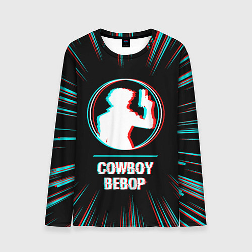 Мужской лонгслив Символ Cowboy Bebop в стиле glitch на темном фоне / 3D-принт – фото 1