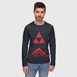 Лонгслив мужской Красный символ Zelda на темном фоне со стрелками, цвет: 3D-принт — фото 2