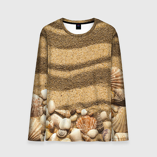 Мужской лонгслив Ракушки на песчаном берегу / 3D-принт – фото 1