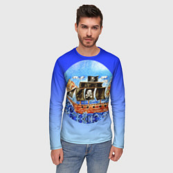 Лонгслив мужской Рисунок пиратского корабля, цвет: 3D-принт — фото 2