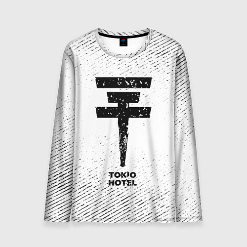 Мужской лонгслив Tokio Hotel с потертостями на светлом фоне / 3D-принт – фото 1