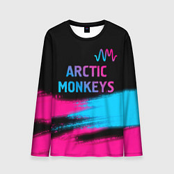 Лонгслив мужской Arctic Monkeys - neon gradient: символ сверху, цвет: 3D-принт