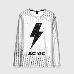 Лонгслив мужской AC DC с потертостями на светлом фоне, цвет: 3D-принт