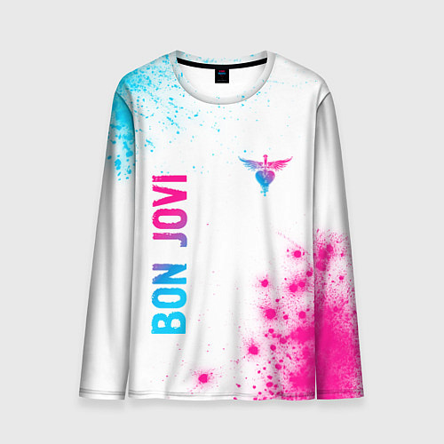 Мужской лонгслив Bon Jovi neon gradient style: надпись, символ / 3D-принт – фото 1