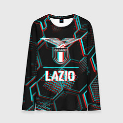 Мужской лонгслив Lazio FC в стиле glitch на темном фоне