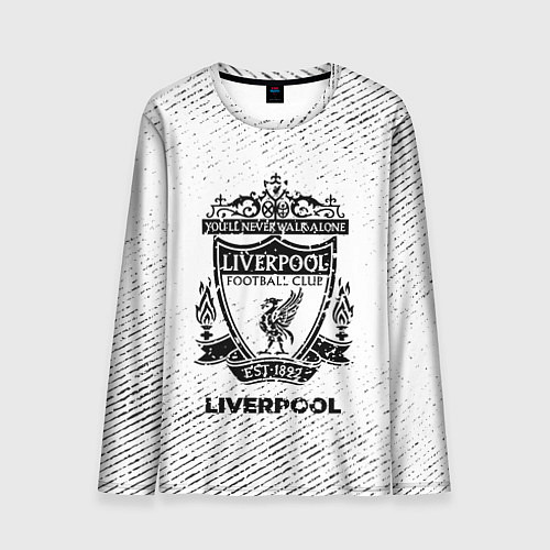 Мужской лонгслив Liverpool с потертостями на светлом фоне / 3D-принт – фото 1