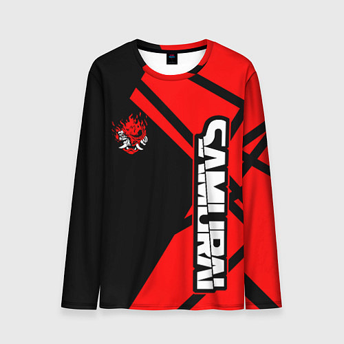 Мужской лонгслив Cyberpunk 2077 - Надпись Samurai / 3D-принт – фото 1