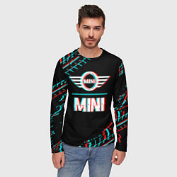 Лонгслив мужской Значок Mini в стиле glitch на темном фоне, цвет: 3D-принт — фото 2