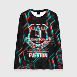 Мужской лонгслив Everton FC в стиле glitch на темном фоне