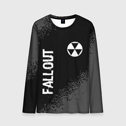 Мужской лонгслив Fallout glitch на темном фоне: надпись, символ