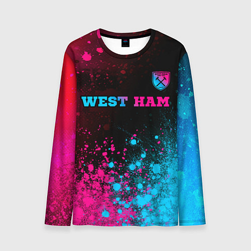 Мужской лонгслив West Ham - neon gradient: символ сверху / 3D-принт – фото 1