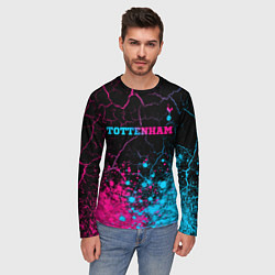 Лонгслив мужской Tottenham - neon gradient: символ сверху, цвет: 3D-принт — фото 2