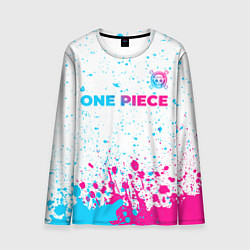 Мужской лонгслив One Piece neon gradient style: символ сверху