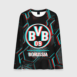 Лонгслив мужской Borussia FC в стиле glitch на темном фоне, цвет: 3D-принт