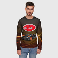 Лонгслив мужской Bugatti на ночной дороге, цвет: 3D-принт — фото 2