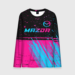 Мужской лонгслив Mazda - neon gradient: символ сверху