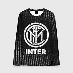 Мужской лонгслив Inter с потертостями на темном фоне