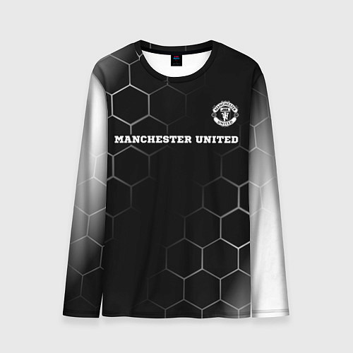 Мужской лонгслив Manchester United sport на темном фоне: символ све / 3D-принт – фото 1