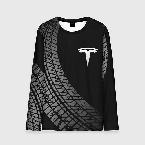 Мужской лонгслив Tesla tire tracks / 3D-принт – фото 1