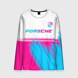 Лонгслив мужской Porsche neon gradient style: символ сверху, цвет: 3D-принт