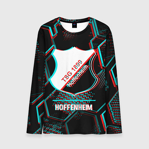 Мужской лонгслив Hoffenheim FC в стиле glitch на темном фоне / 3D-принт – фото 1