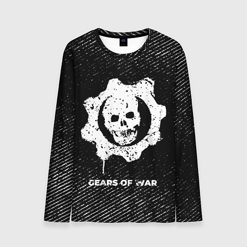 Мужской лонгслив Gears of War с потертостями на темном фоне / 3D-принт – фото 1