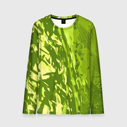 Лонгслив мужской Зеленый абстрактный камуфляж, цвет: 3D-принт