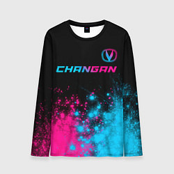 Мужской лонгслив Changan - neon gradient: символ сверху