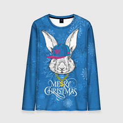 Мужской лонгслив Merry Christmas, rabbit in cap